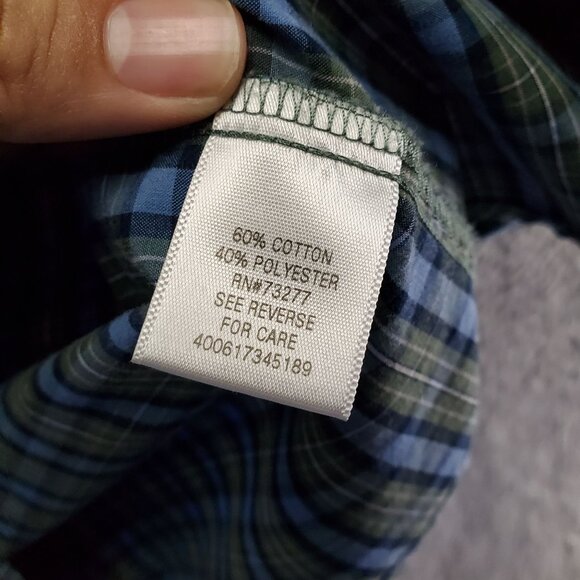 Croft & Barrow Shirt Mens XXL Blue Plaid Easy Care Long Sleeve Button Up - Picture 4 of 9